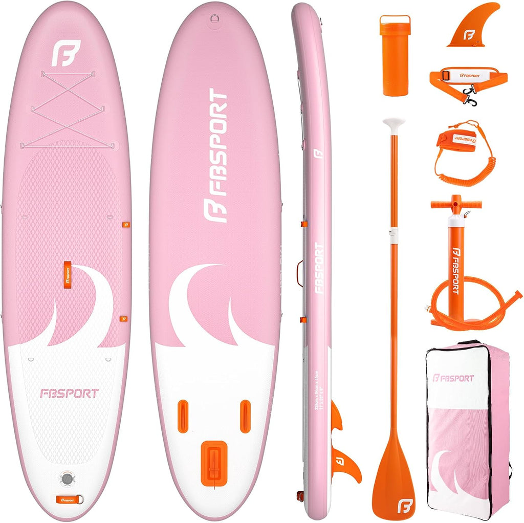 FBSPORT 11' Premium Stand Up Paddle Board, Yoga Board with SUP Accessories & Carry Bag | Wide Stance, Surf Control, Non-Slip Deck, Leash, Paddle and Pump for Youth & Adult