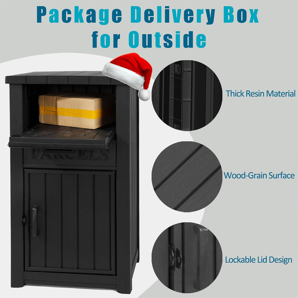 LHBGO Package Delivery Box for Outside, Outdoor Storage with Lockable Secure, Anti-Theft Parcel Drop Boxes Outdoor Package Delivery and Waterproof for Porch, House, Curbside