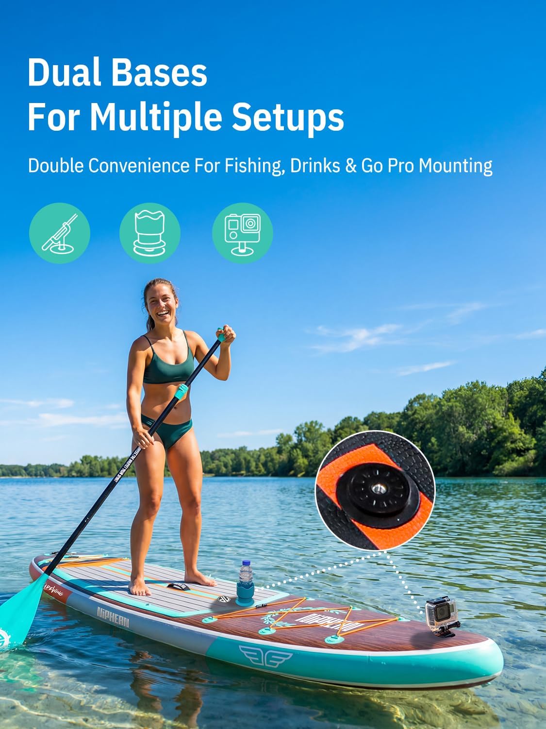 Niphean (Extra Large) Inflatable Paddle Board, SUP for 2+1 People/Family 500lbs Capacity Stand Up Paddle Board with SUP Accessories, StabilTrac Fin Non-Slip Paddleboard for Adults
