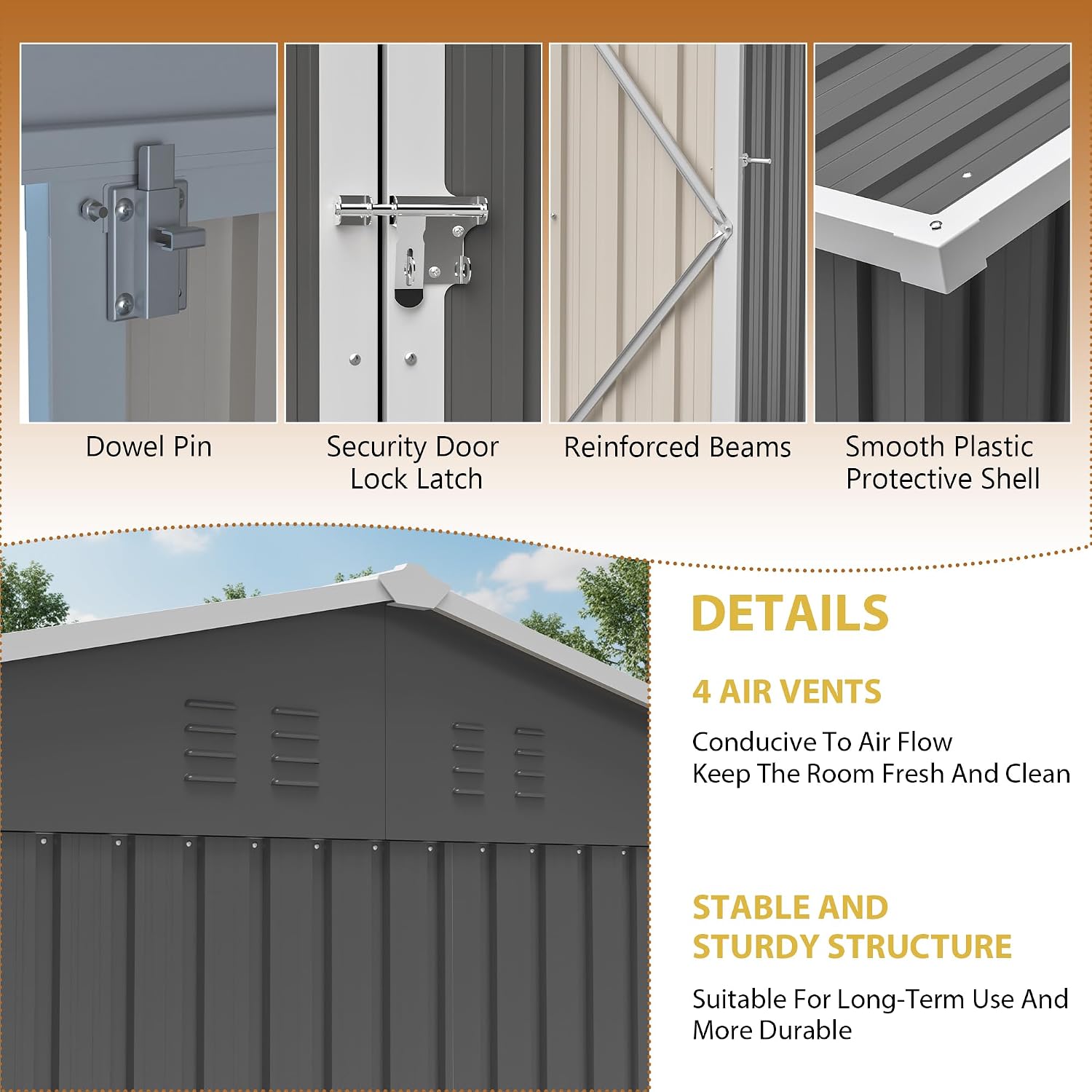 10x12 FT Outdoor Metal Storage Shed, Large Garden Tool Shed with Window & Metal Frame Floor for Patio Storage