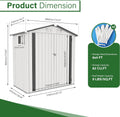 YOPTO Sheds & Outdoor Storage 6X4 FT,Metal Waterproof Tool Sheds with Side Window and Lockable Door,Backyard Buildings House W/Pitched Roof & Vents,for Garden,Lawn,Garbage Enclosure,White+Gray