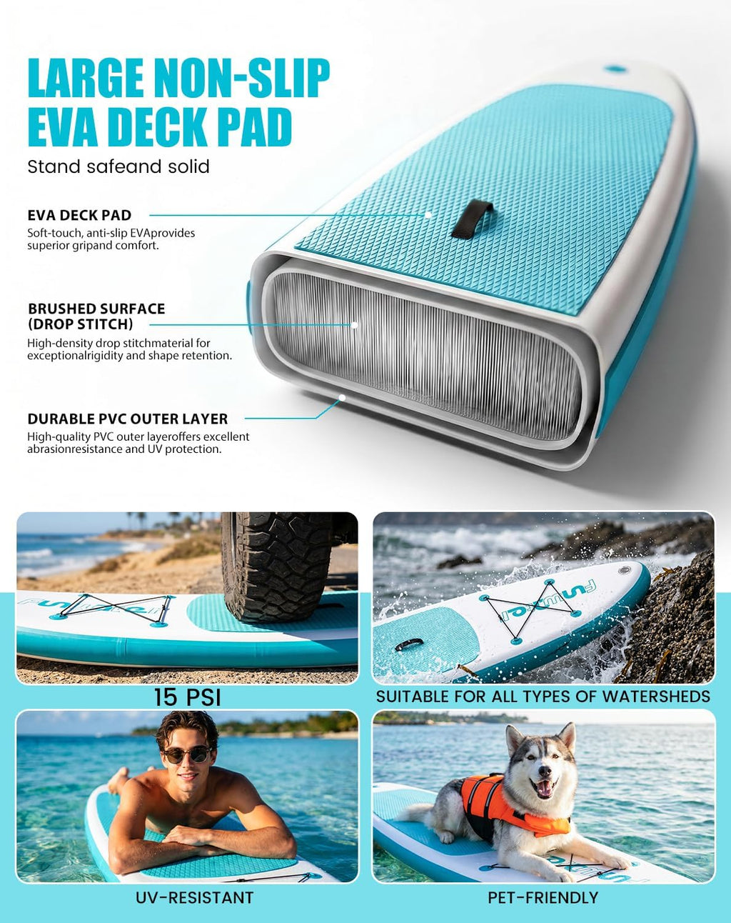 FunWater Inflatable Ultra-Light Stand Up Paddle Board for All Skill Levels with Premium SUP Paddleboard Accessories,Non-Slip Comfort Deck for Youth & Adults