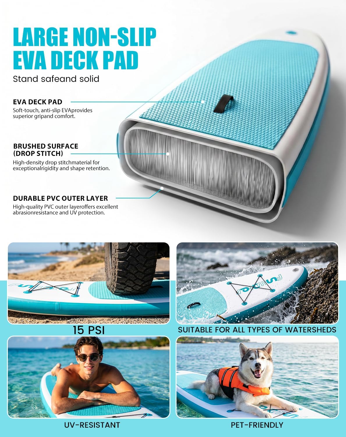 FunWater Inflatable Ultra-Light Stand Up Paddle Board for All Skill Levels with Premium SUP Paddleboard Accessories,Non-Slip Comfort Deck for Youth & Adults