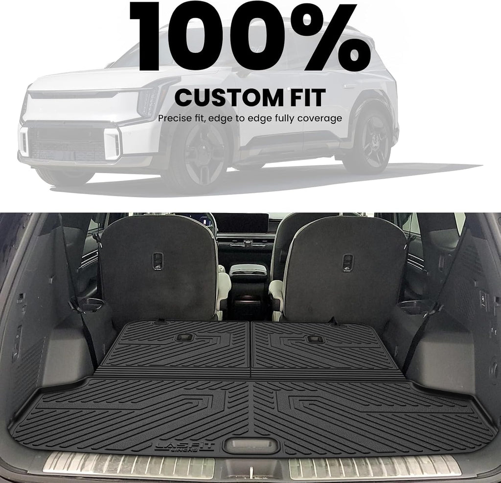 LASFIT Floor Mats & Cargo Mats for KIA EV9 2026 2025 2024 (Only Fit for 7-Seats), All Weather TPE Custom Fit Kia EV9 2024-2026 Full Set Car Accessories Floor Liners