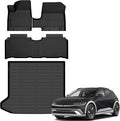 Auxko All Weather Floor Mats Cargo Mat for 2025 2026 Hyundai IONIQ 5 SE/SEL/SE Standard Range Unmovable Console Model TPE Liners All Season Accessories Guard Odorless Anti-Slip Floor Liners Trunk Tray