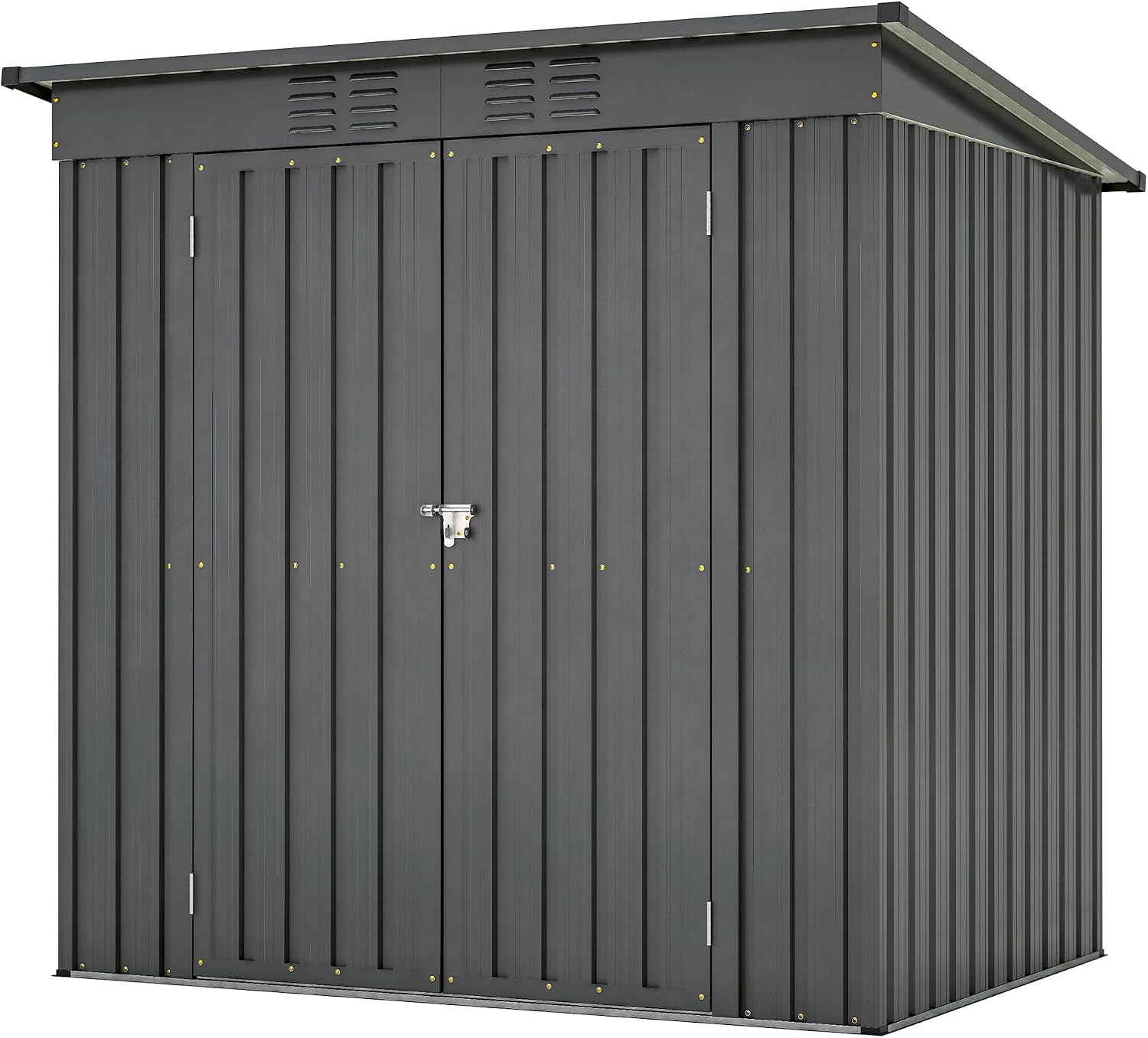 6x4 FT Outdoor Storage Shed, Metal Garden Shed with Frame Floor, Outside Tool Shed with Lockable Hinged Doors, Waterproof Storage Building with Sloped Roof for Backyard, Patio, Lawn, Black