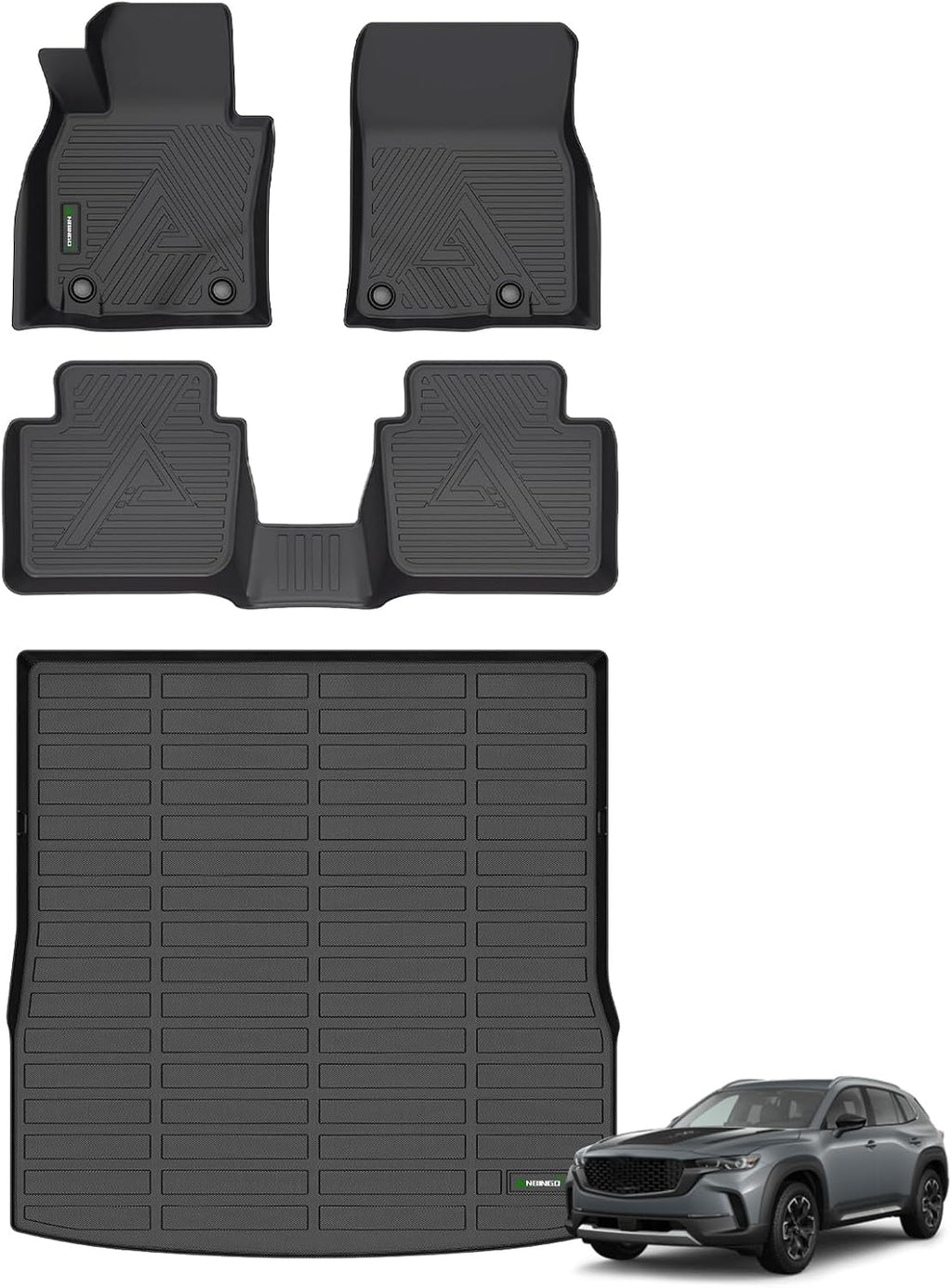 ANBINGO® Floor Mats & Cargo Liner for Mazda CX-50 2026 2025 2024 2023 AWD (Non Hybrid) / All Weather TPE CX50 Floor Liners / 1st & 2nd Row Custom Mats Full Set / CX50 Accessories - Black
