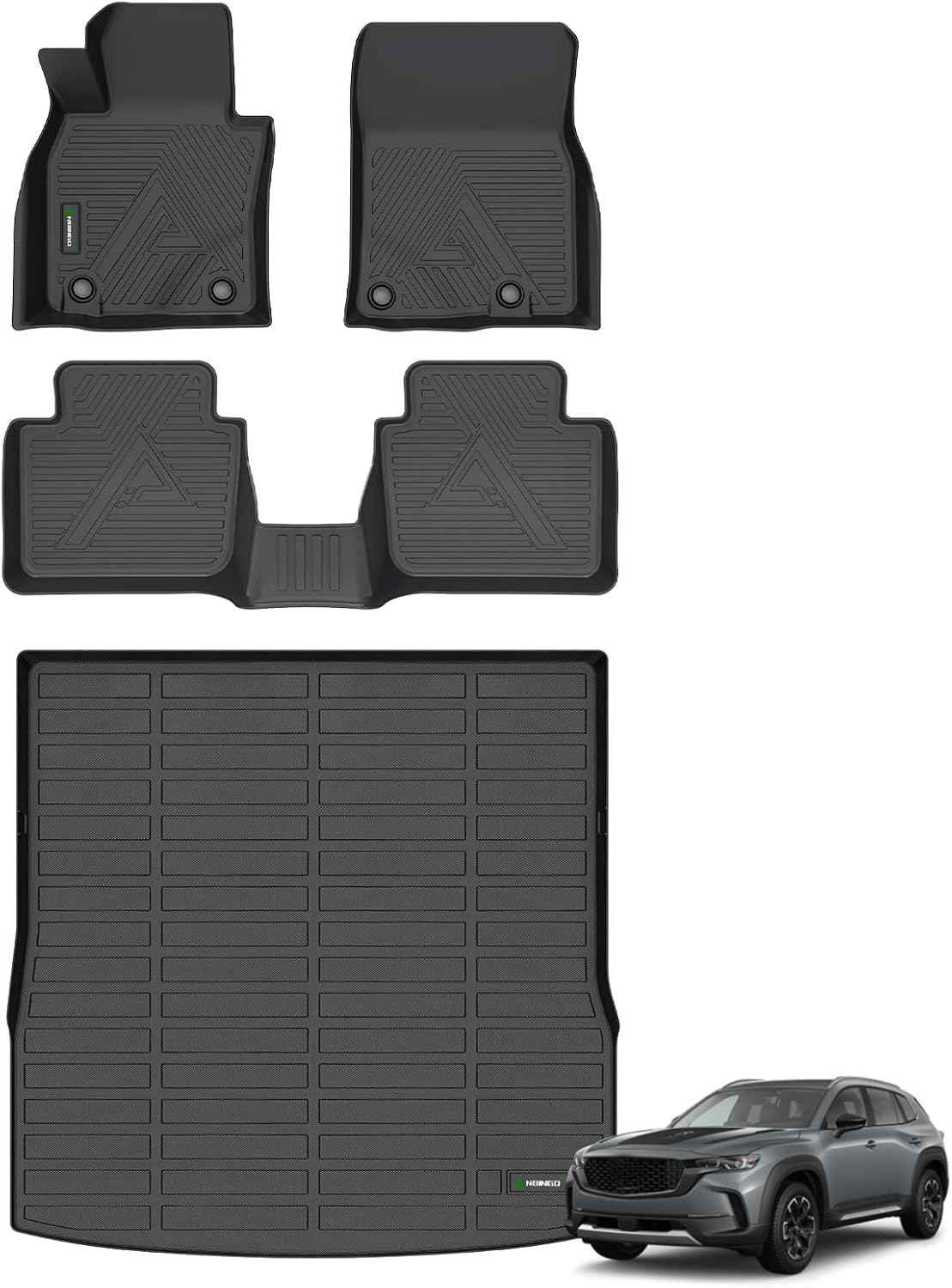 ANBINGO® Floor Mats & Cargo Liner for Mazda CX-50 2026 2025 2024 2023 AWD (Non Hybrid) / All Weather TPE CX50 Floor Liners / 1st & 2nd Row Custom Mats Full Set / CX50 Accessories - Black