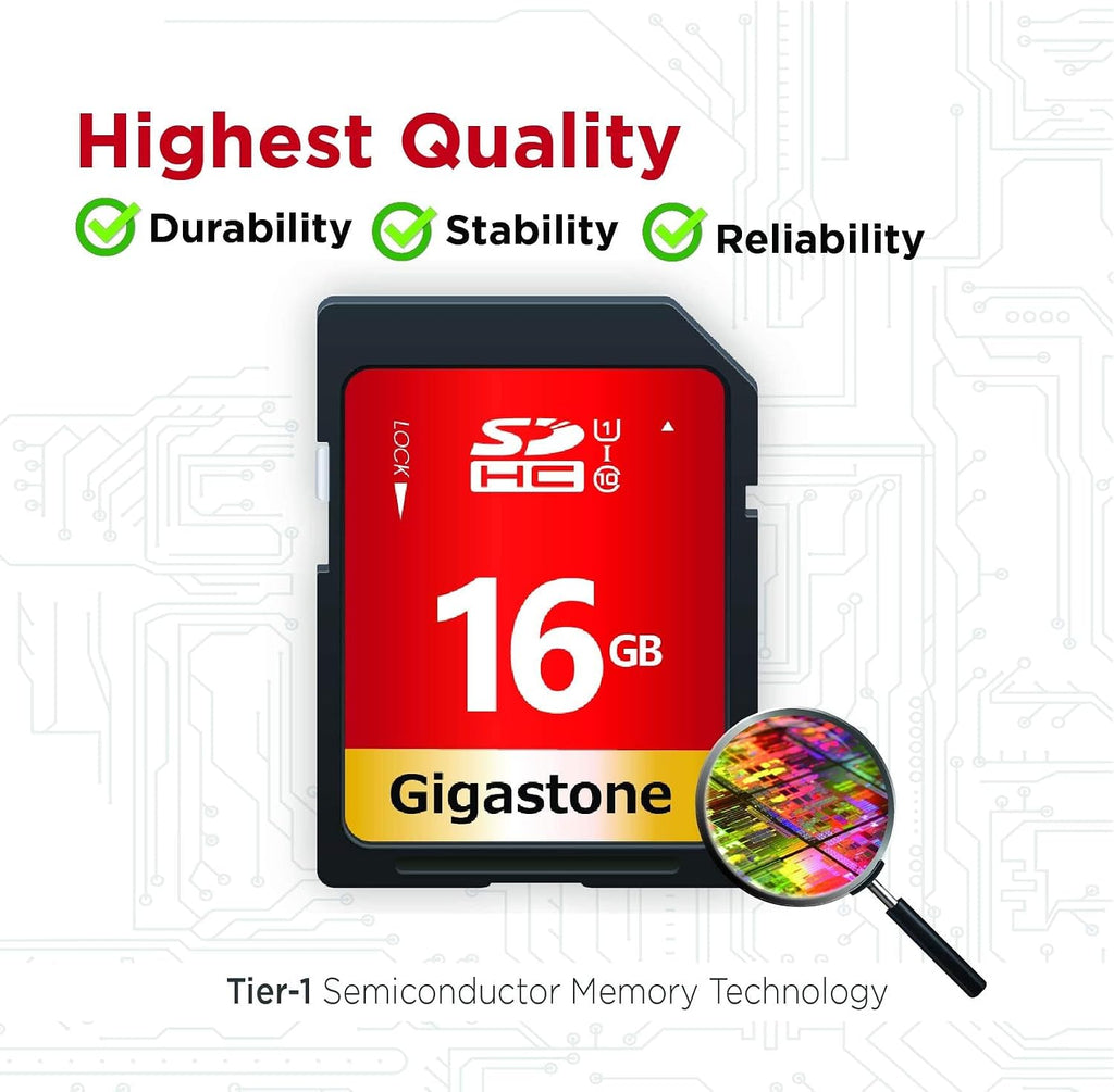 GIGASTONE 16GB SD Card 50-Pack UHS-I U1 Class 10 SDHC Memory Card High Speed Full HD Video Compatible with Canon Digital Camera, SPYPOINT TACTACAM WOSPORTS Trail Camera, with 50 Mini Cases