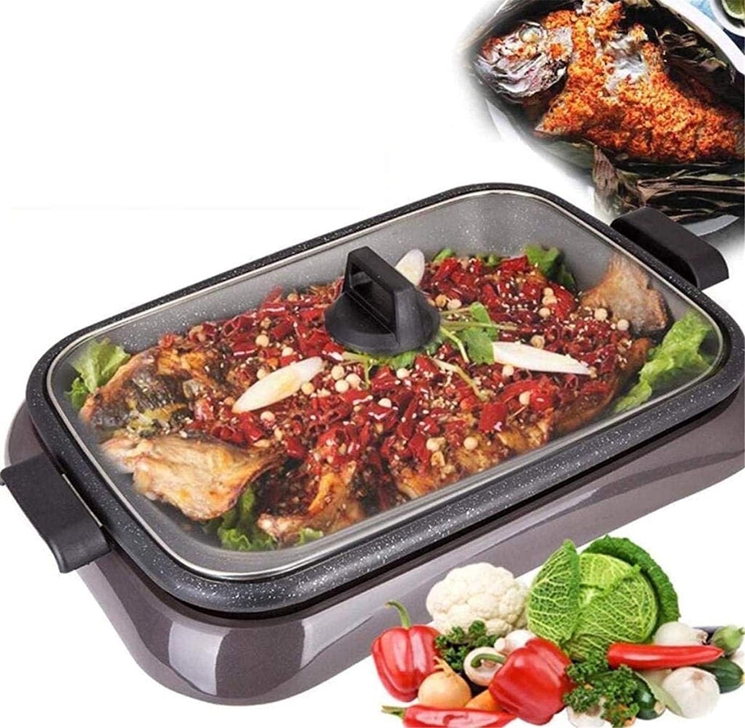 Korean BBQ Grill Electric Teppanyaki Grill Table Hot BBQ Plate for Kitchen Dinner Party Camping Festival Cooking .Large Capacity 8L,Portable Nonstick Griddle
