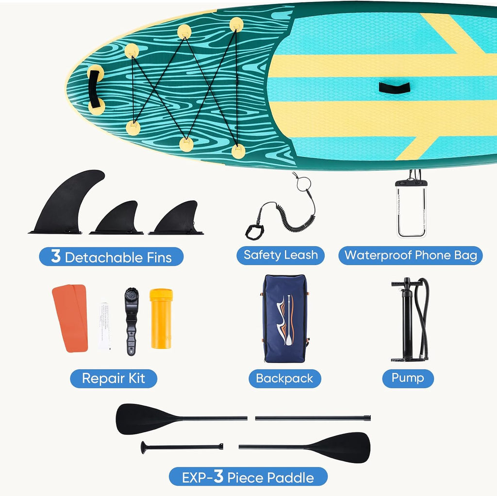 DUMOS Inflatable Stand Up Paddle Board, 10.5'×33'' Paddle Boards with Non-Slip Deck, Durable Advanced Material and Complete SUP Accessories for All Skill Levels