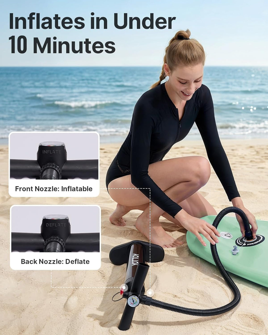 YOTTOY Inflatable Stand Up Paddle Board,Stable Lightweight 10'5' SUP with Non-Slip EVA Deck, Premium Paddleboard Accessories, Three-Fin System & Carry Bag,All-Around Inflatable SUP