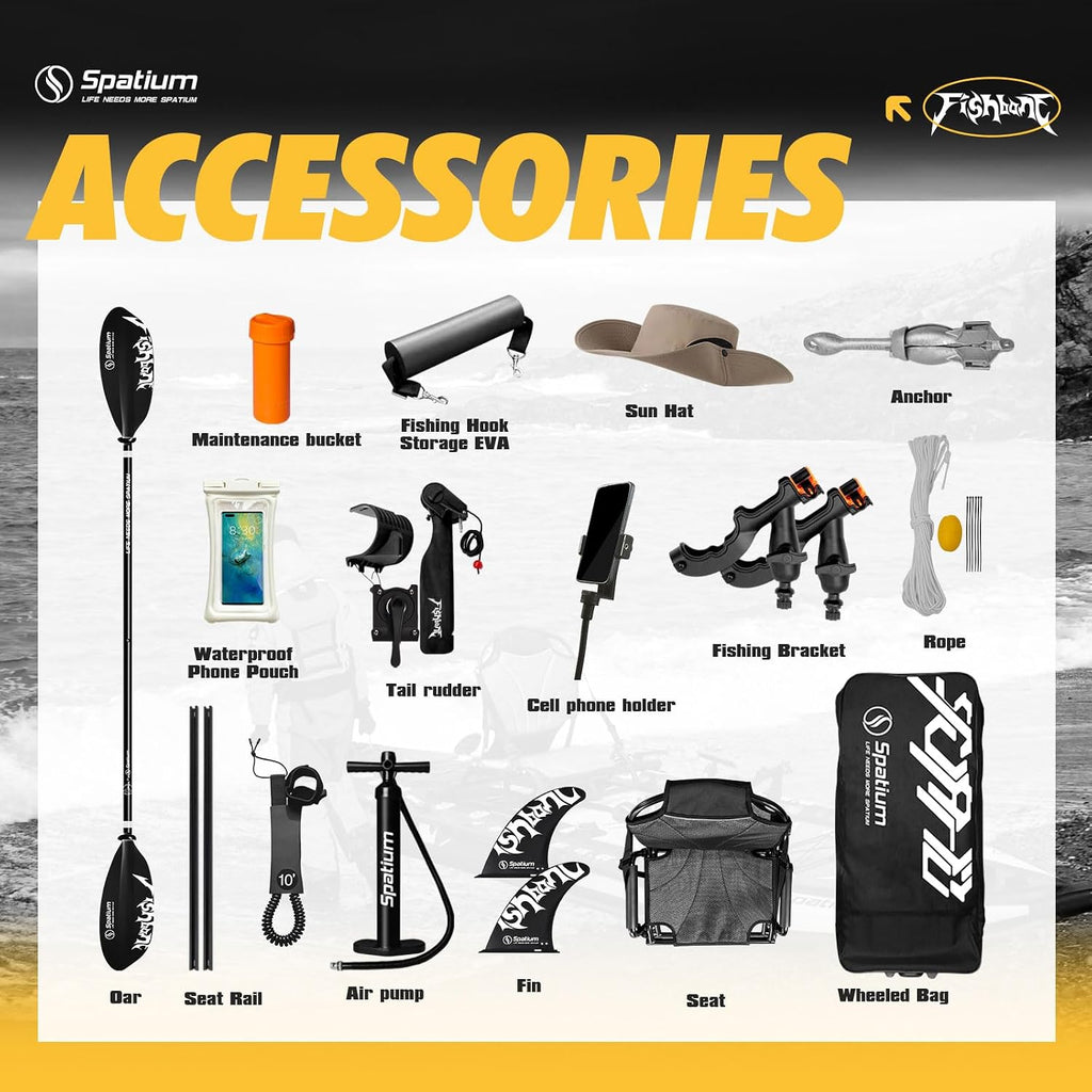 Spatium Triple Chamber Fishing Board SUP Inflatable Stand Up Paddle Board 11'*48'*6',Fishing Kayak with Premium Accessories 2 Fishing Rod Holders