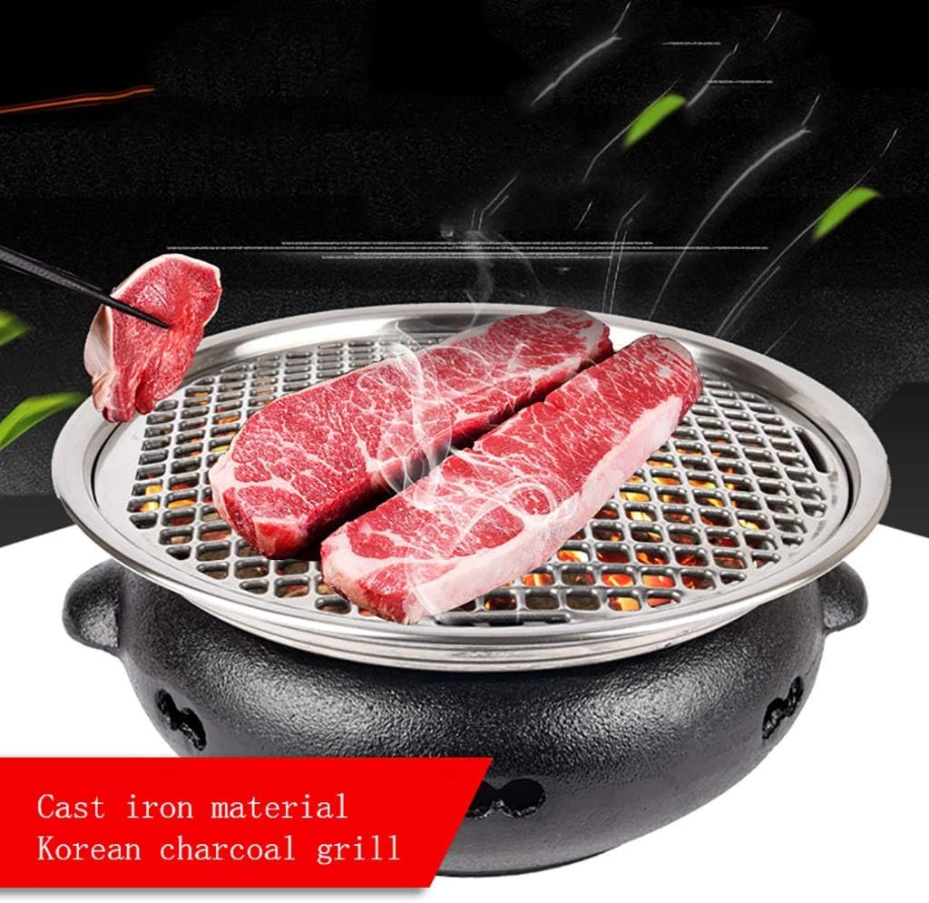 BBQ Barbeque Barbecue Grill,BBQ,Korean Household Smokeless Charcoal Barbecue Grill,Cast Iron Furnace Body,Indoor Outdoor,6 Styles (Color : E)