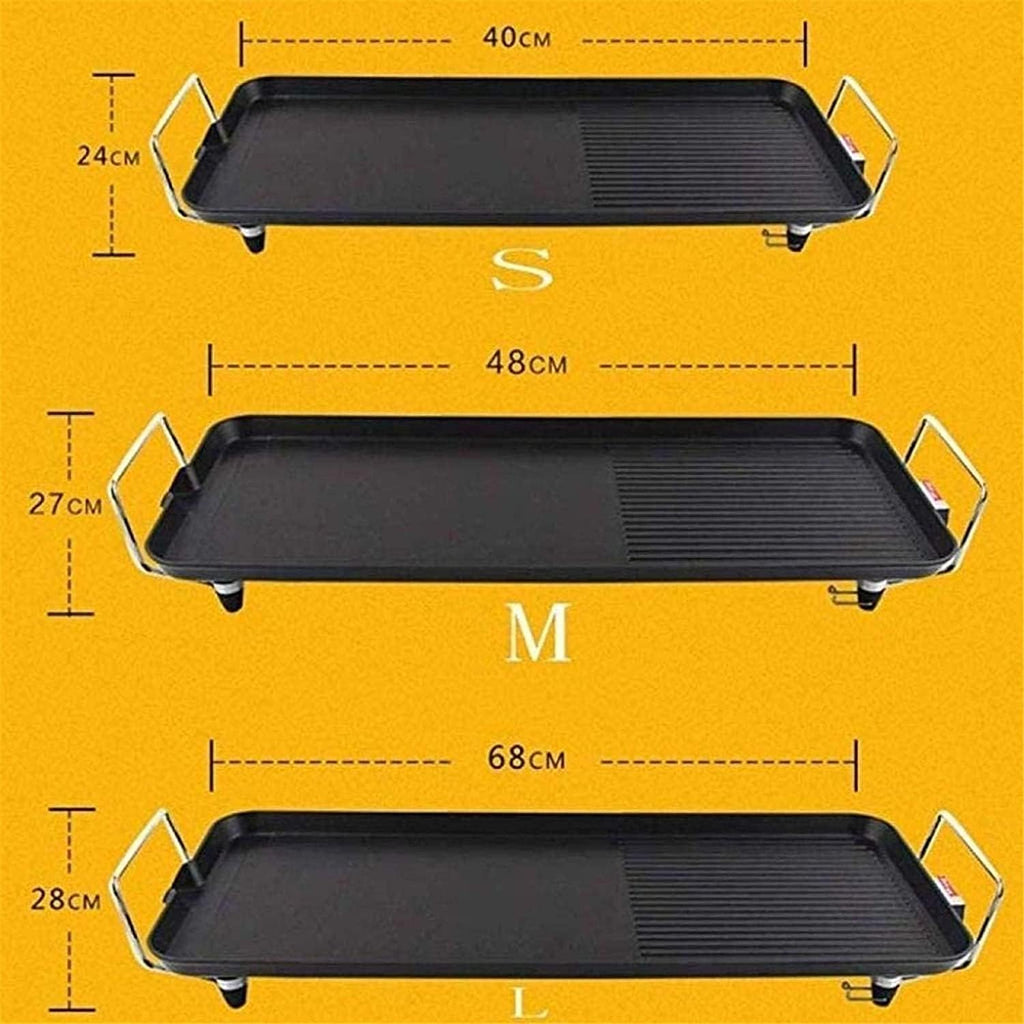 Indoor Korean Barbecue Grill 68cm*28cm Electric Teppanyaki Table Grill, BBQ Barbecue Griddle, Non-Stick Hot Plate, Heating Plate for Stove 2000W (Color : L68cm*28cm)