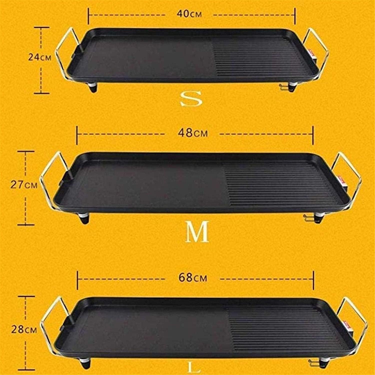 Indoor Korean Barbecue Grill 68cm*28cm Electric Teppanyaki Table Grill, BBQ Barbecue Griddle, Non-Stick Hot Plate, Heating Plate for Stove 2000W (Color : L68cm*28cm)
