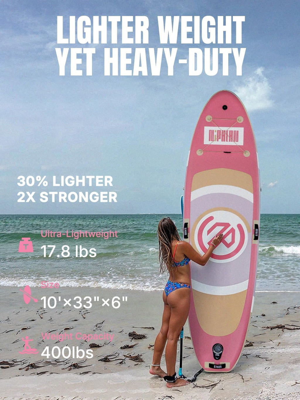 Niphean（Ultra-Light） Inflatable Paddle Board with StabilTrac Fin and Durable SUP Accessories, 10' Stand Up Paddle Boards for Adults & Youth, Versatile Yoga Paddle Board, Gift Ideas