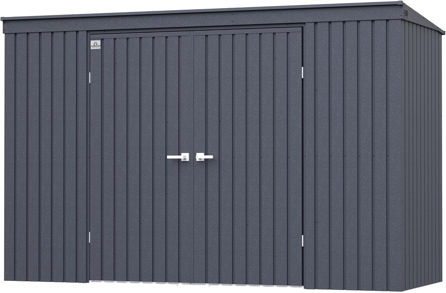 Arrow Shed Elite 10' x 4' Tall Outdoor Steel Storage Shed with High Gable and Lockable Doors Storage Building with Pent Roof, Anthracite