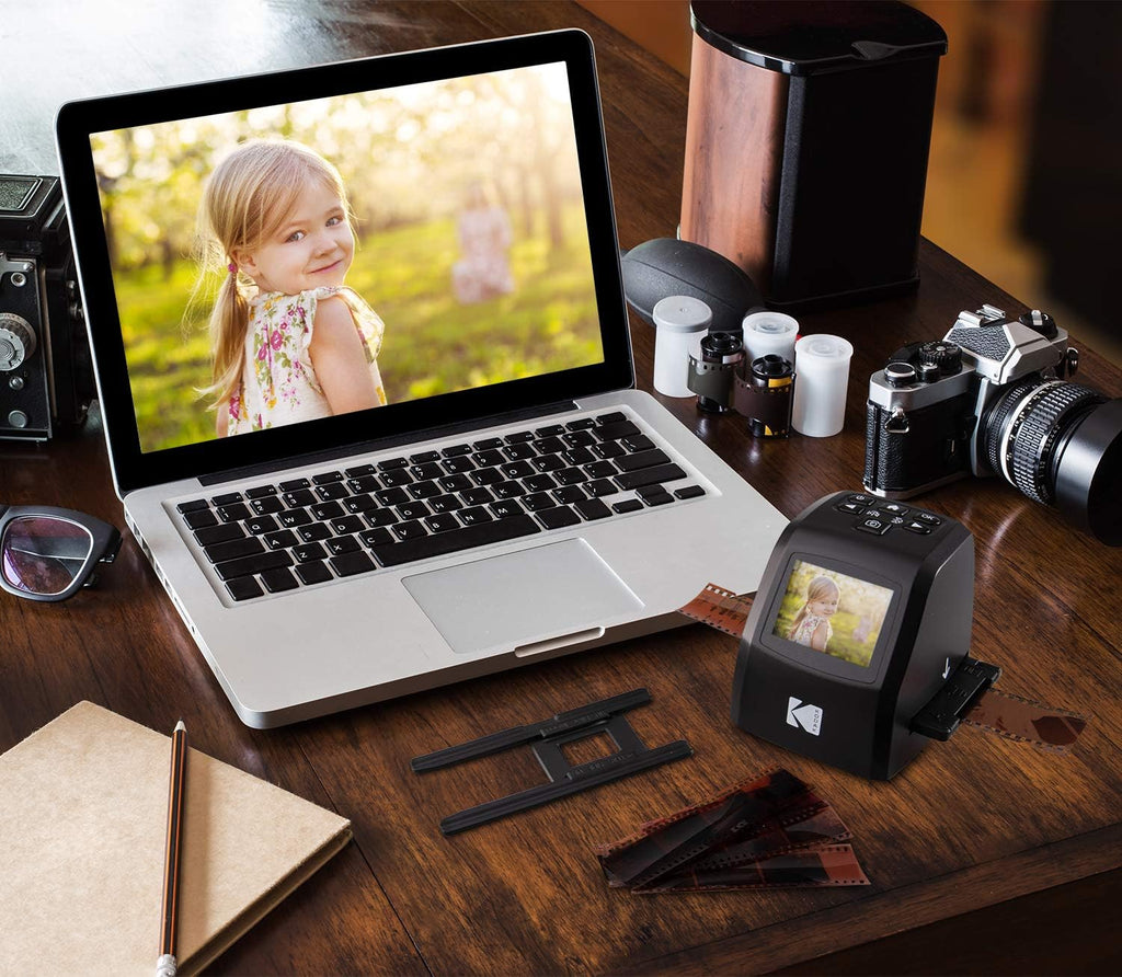 KODAK Mini Digital Film & Slide Scanner – Converts 35mm, 126, 110, Super 8 & 8mm Film to 22MP JPEG Images – Includes 2.4' LCD Screen & Easy-Load Adapters