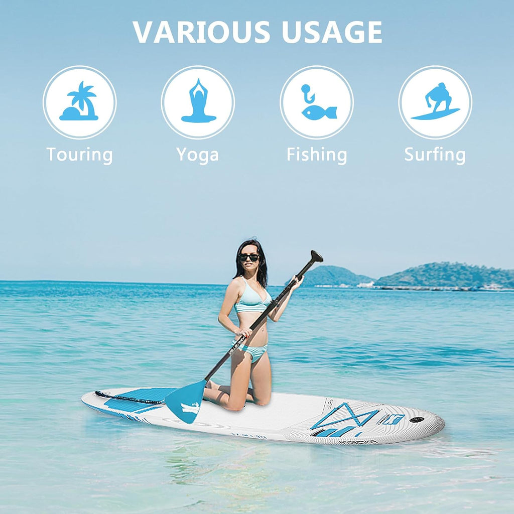 Inflatable Paddle Board, Stand Up Paddleboard with SUP Camera Seat, Wide Stance, Blow Up Paddle Board, ISUP Backpack, Pump, 3 Fins, 17.4lbs Ultra-Light Paddle Boards for Adults & Youth