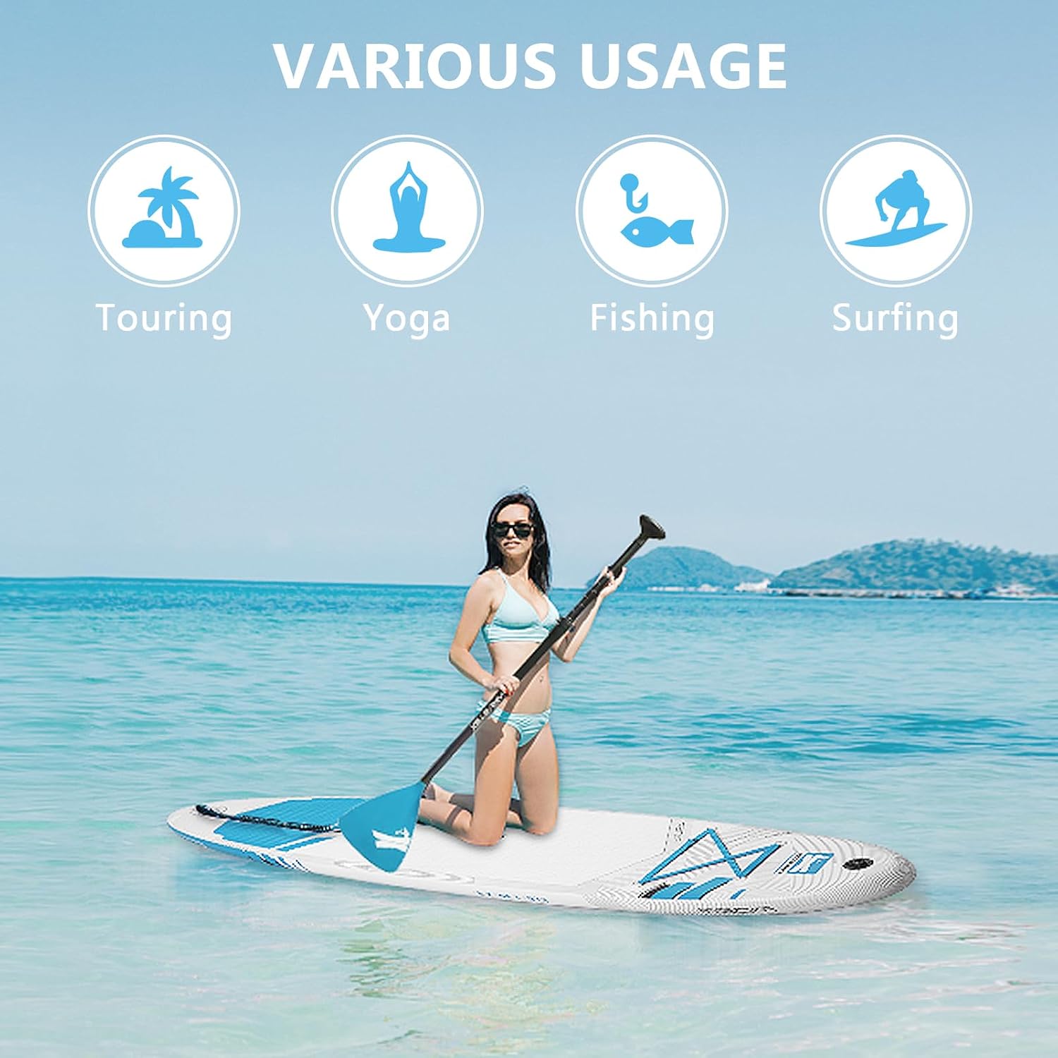 Inflatable Paddle Board, Stand Up Paddleboard with SUP Camera Seat, Wide Stance, Blow Up Paddle Board, ISUP Backpack, Pump, 3 Fins, 17.4lbs Ultra-Light Paddle Boards for Adults & Youth