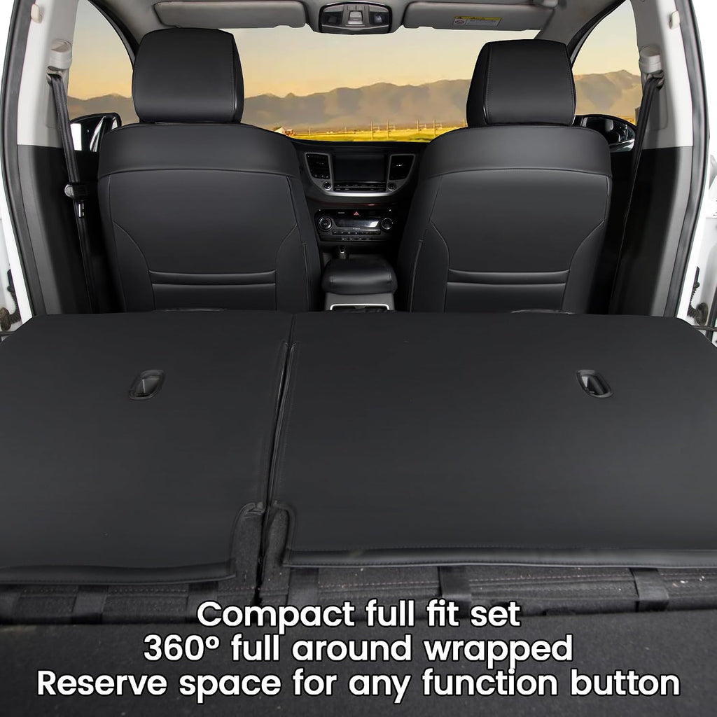 HKZ Custom Fit Tucson Seat Covers for Hyundai Tucson 2016 2017 2018,5-Seats Full Set,Leather (Black,)