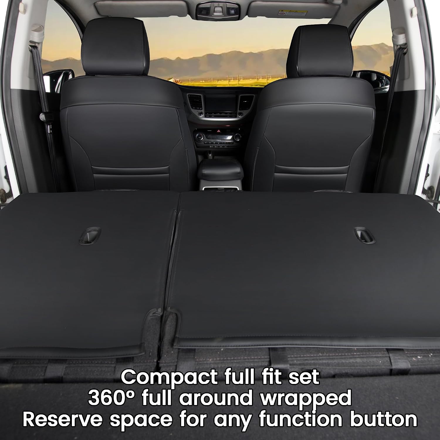 HKZ Custom Fit Tucson Seat Covers for Hyundai Tucson 2016 2017 2018,5-Seats Full Set,Leather (Black,)