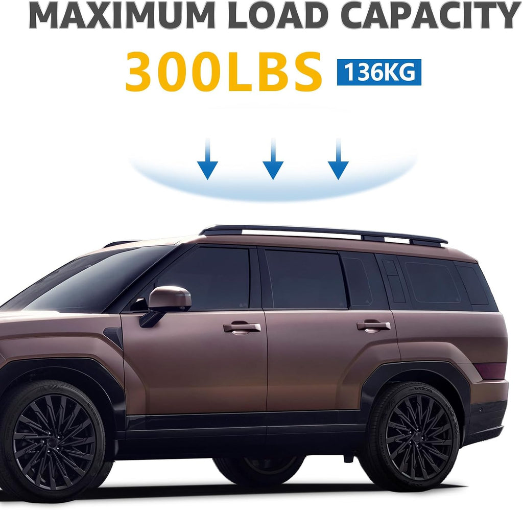 Roof Rack Cross Bars Compatible with Hyundai Santa Fe 2024-2026 (Not for Hybrid & SE), Adjustable Aluminum Heavy Duty 300 LBS Anti-Theft Lock Cargo Carrier Rooftop Crossbar for Bike, Snowboard