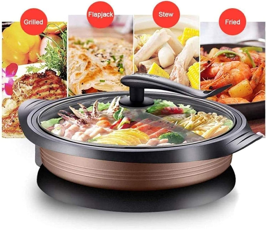Indoor Korean Barbecue Grill Barbecue Grill 1800W Electric Teppanyaki Non-Stick Table Grill Griddle Smokeless BBQ Hot Plate,High Temperature Resistance and Corrosion Resistance/Frying Pan,Portab