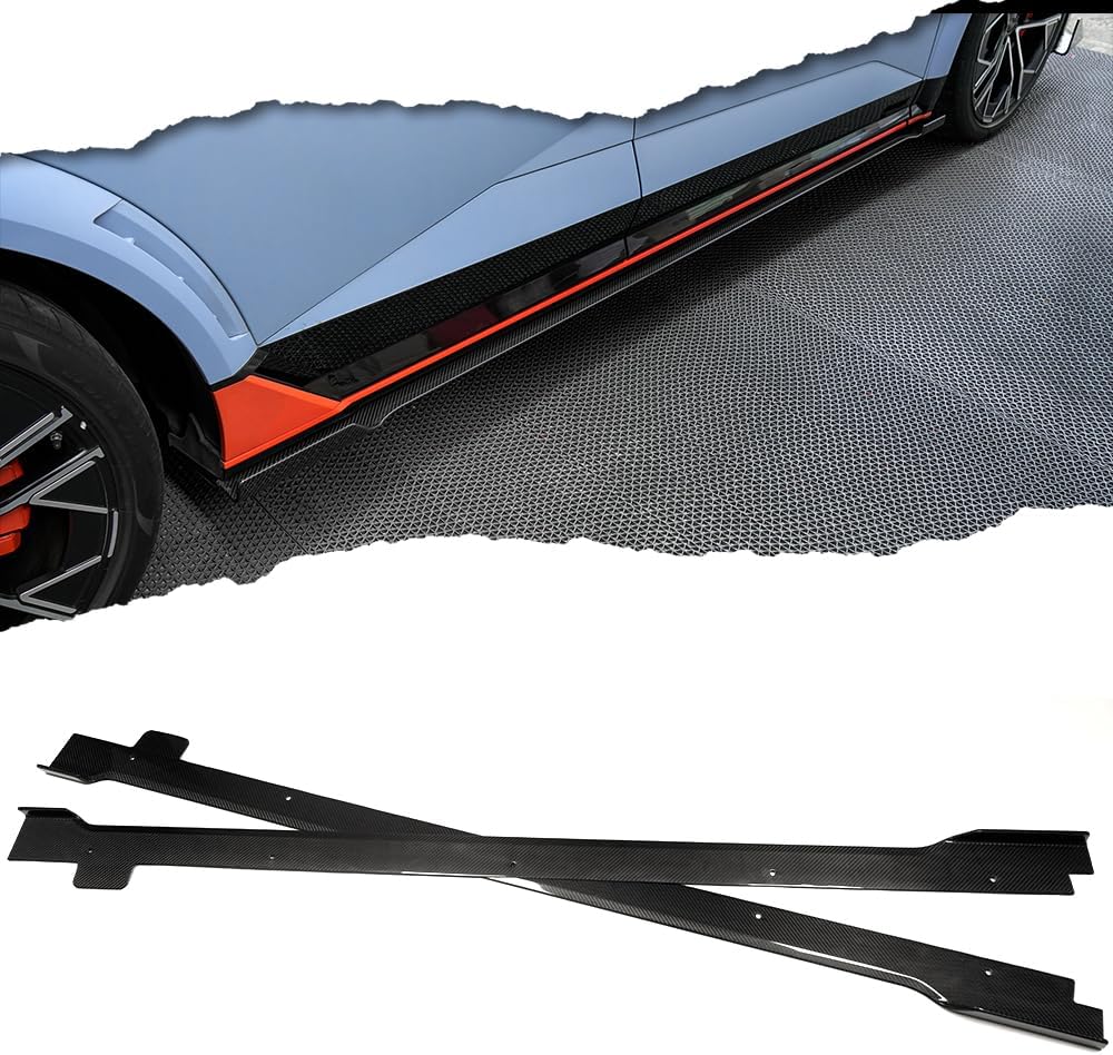 Dry Carbon Fiber Side Skirt Replacement for Hyundai Ioniq 5 NE N Line SE SEL XRT Limited 2022 2023 2024 2025 Aftermarket Rocker Panel Guard (Glossy Carbon)