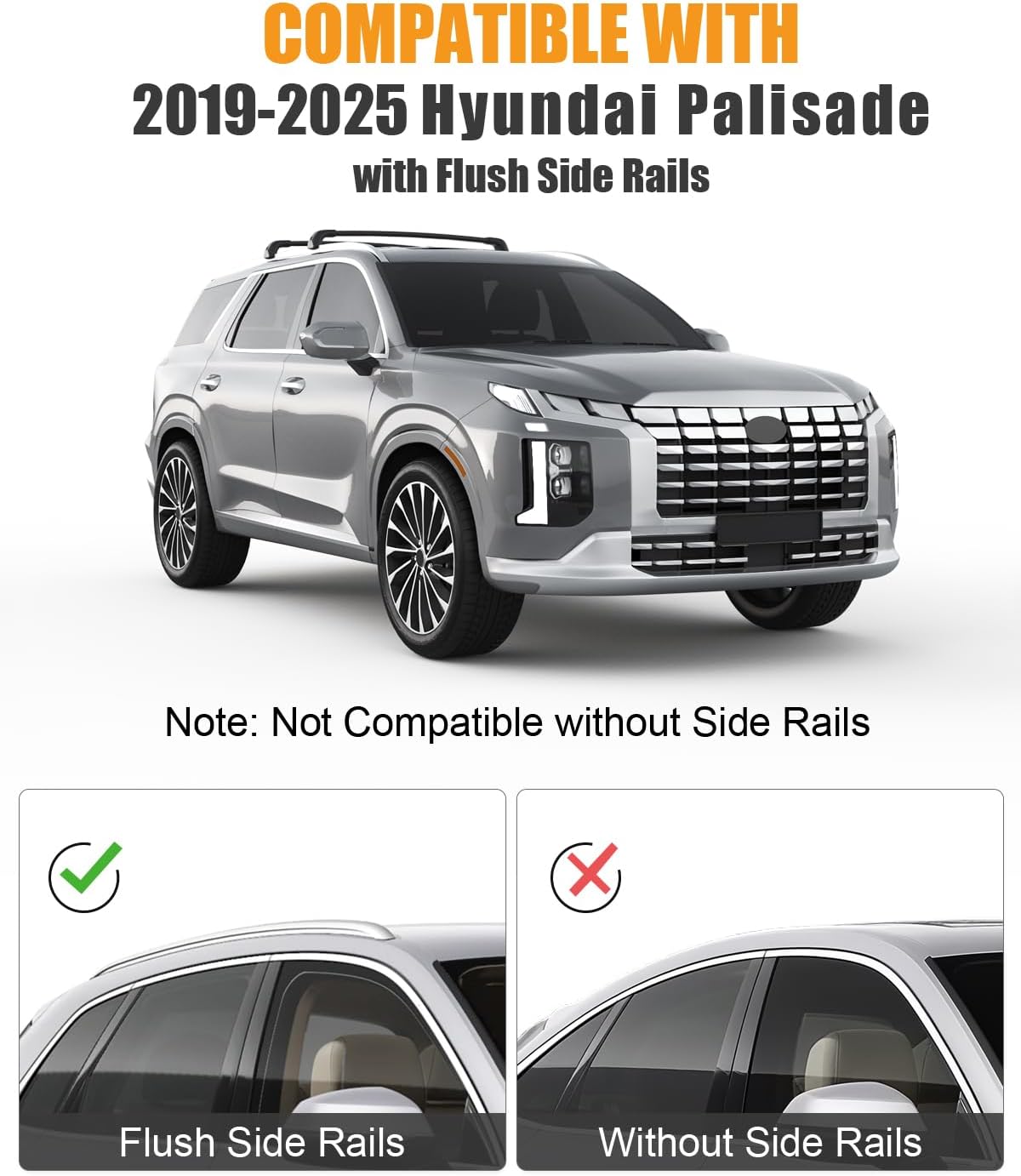 KINGGERI 330lb Lockable Roof Rack Cross Bars Compatible with Hyundai Palisade 2019-2025 SE SEL XRT Limited Calligraphy, Heavy Duty Rooftop Aluminum Roof Rails Crossbars Cargo Luggage Accessories