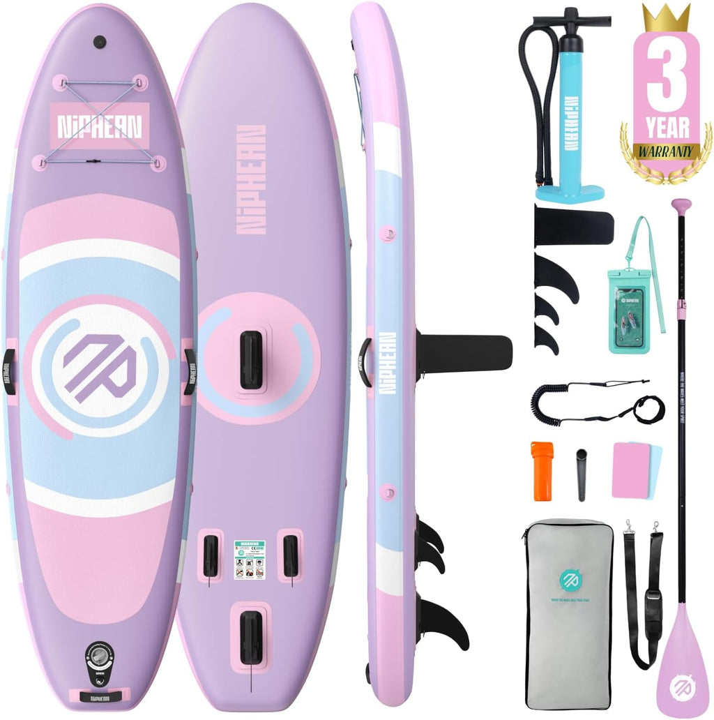 Niphean（Ultra-Light） Inflatable Paddle Board with StabilTrac Fin and Durable SUP Accessories, 10' Stand Up Paddle Boards for Adults & Youth, Versatile Yoga Paddle Board, Gift Ideas