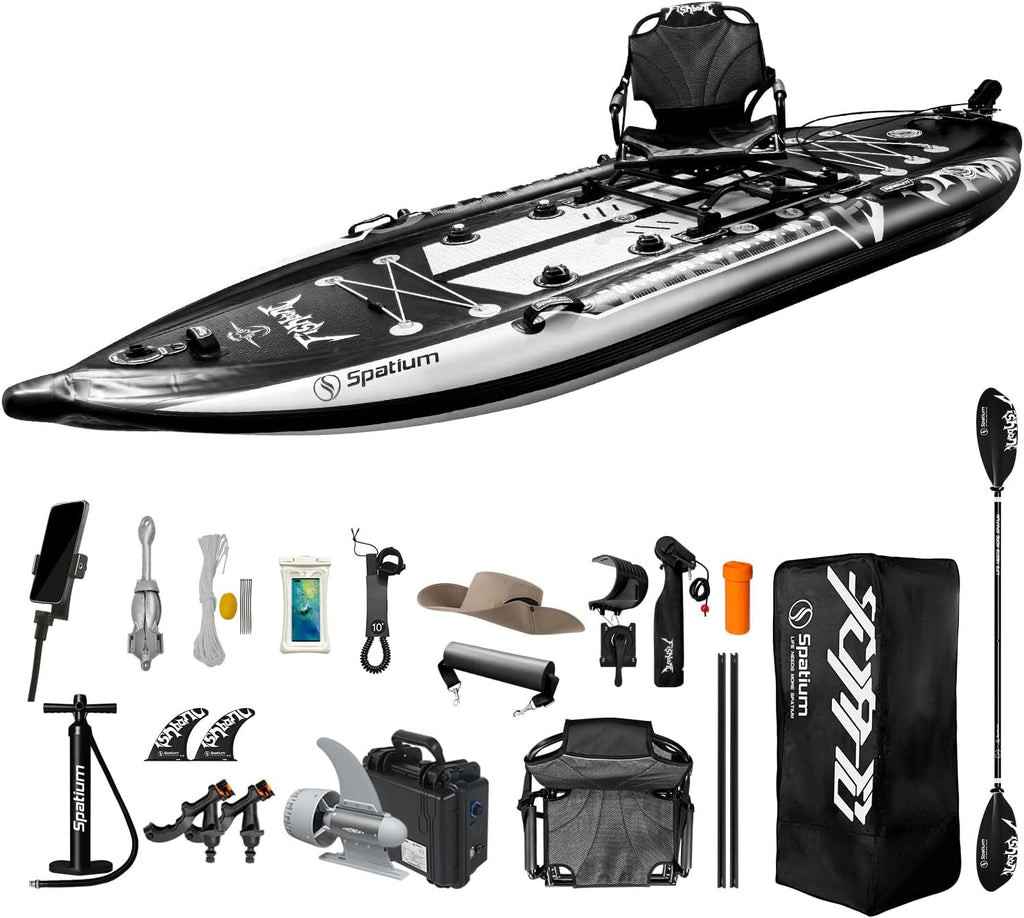 Spatium Triple Chamber Fishing Board SUP Inflatable Stand Up Paddle Board 11'*48'*6',Fishing Kayak with Premium Accessories 2 Fishing Rod Holders