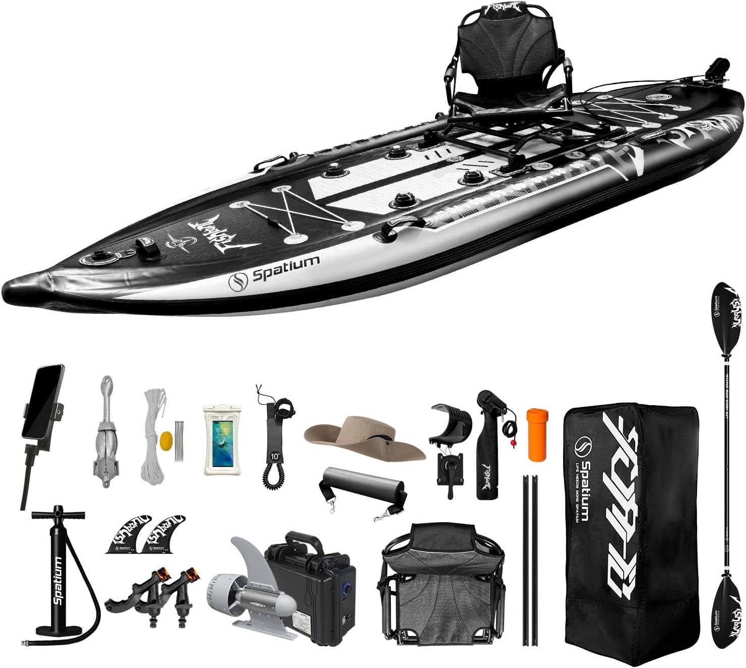 Spatium Triple Chamber Fishing Board SUP Inflatable Stand Up Paddle Board 11'*48'*6',Fishing Kayak with Premium Accessories 2 Fishing Rod Holders