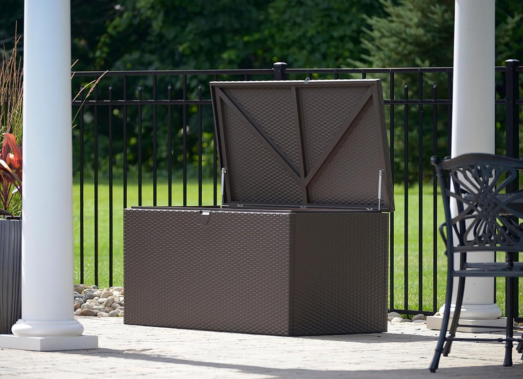 Arrow 4' x 2' x 2' Spacemaker Espresso 134 Gallon Hot-Dipped Galvanized Steel Storage Deck Box