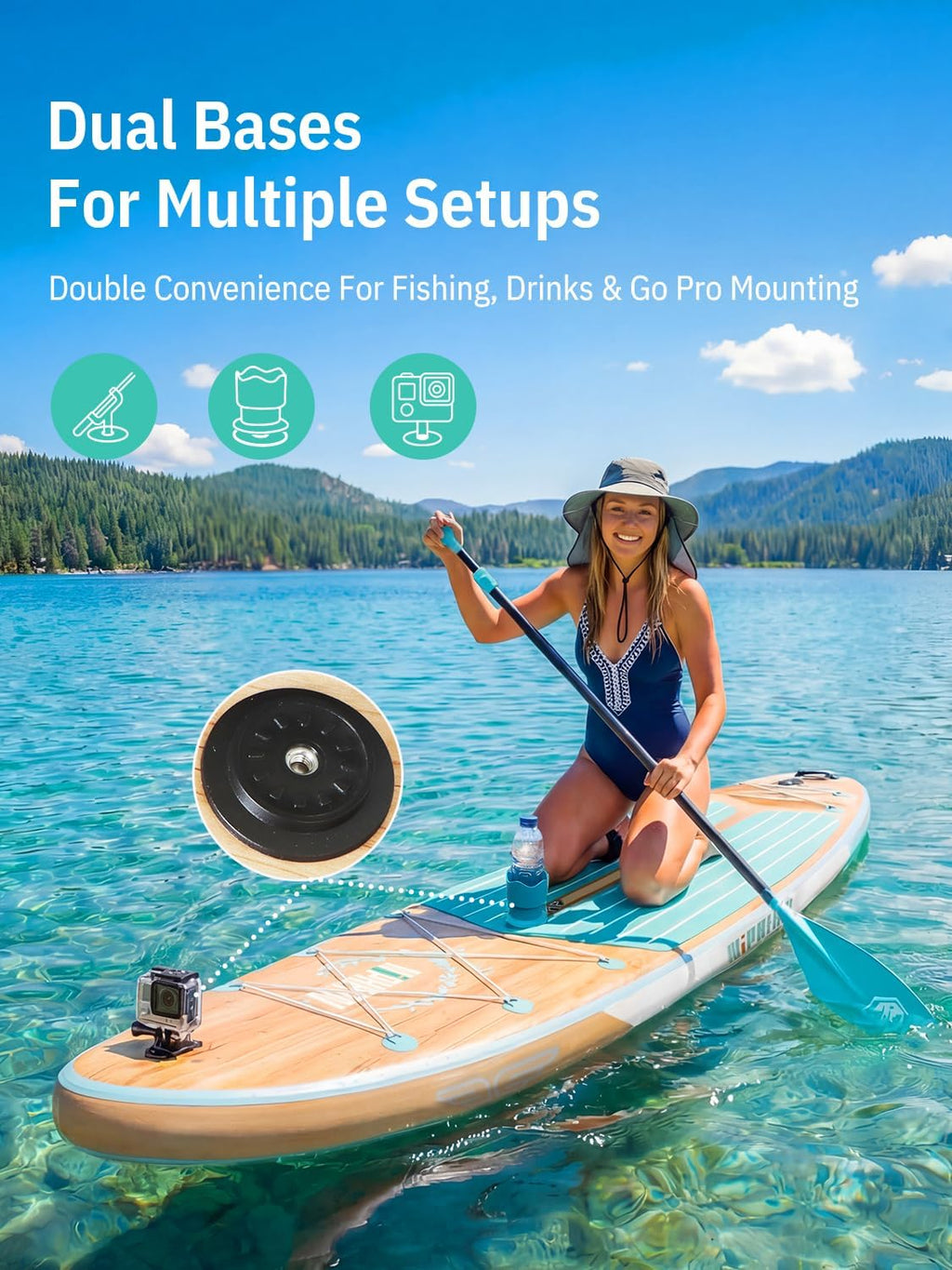 Niphean (Extra Large) Inflatable Paddle Board, SUP for 2+1 People/Family 500lbs Capacity Stand Up Paddle Board with SUP Accessories, StabilTrac Fin Non-Slip Paddleboard for Adults