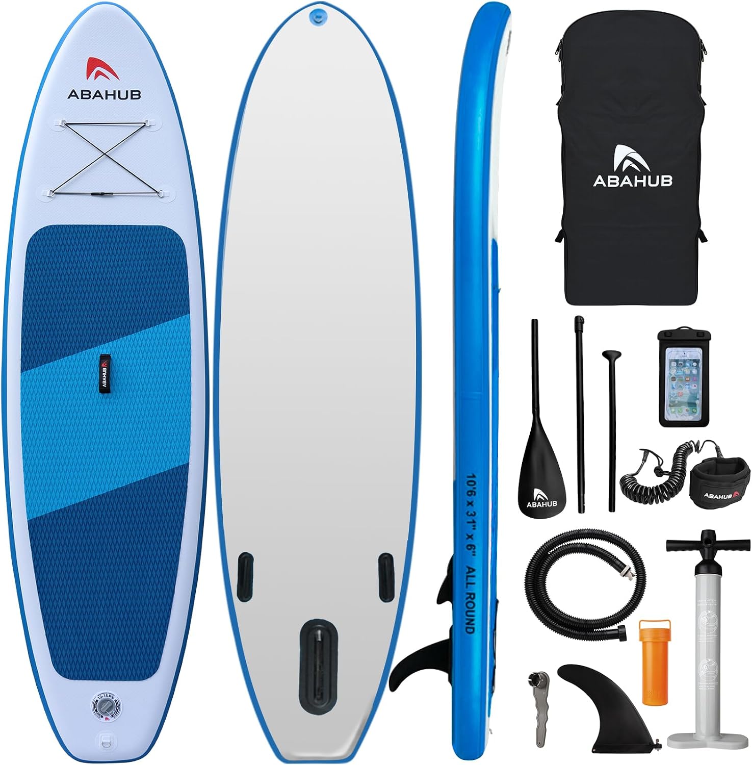 Abahub Inflatable SUP, Wide 10'6' x 31'/34' iSUP, Standup Paddleboard with Adjustable SUP Kayak Paddle, for Yoga, Paddle Board, Kayaking, Surf, Canoe, Fishing