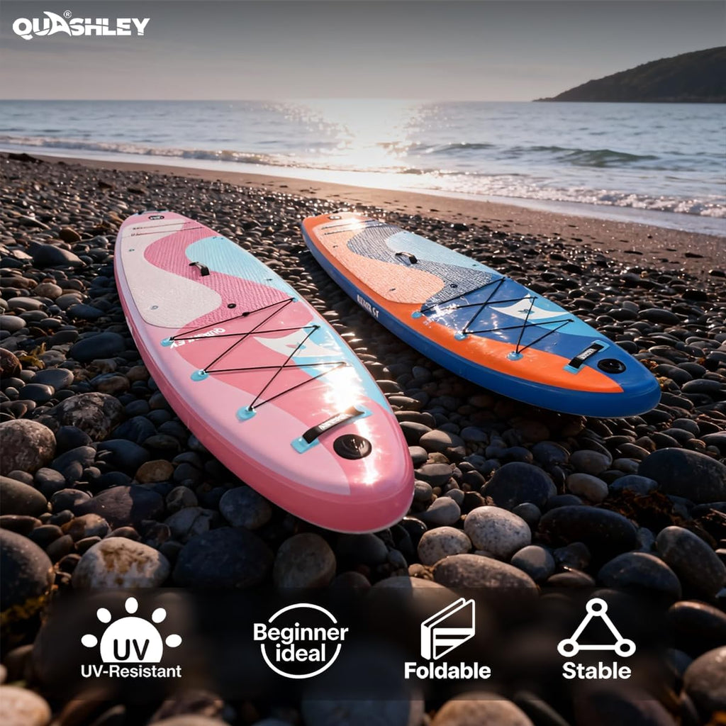 Quashley Inflatable Stand Up Paddle Board,Inflatable Paddleboards 32/34 Inch Wide,All Around SUP for Beginners with Lightweight Paddle,Hand Pump,Backpack,Leash,Durable & Portable iSUP Board