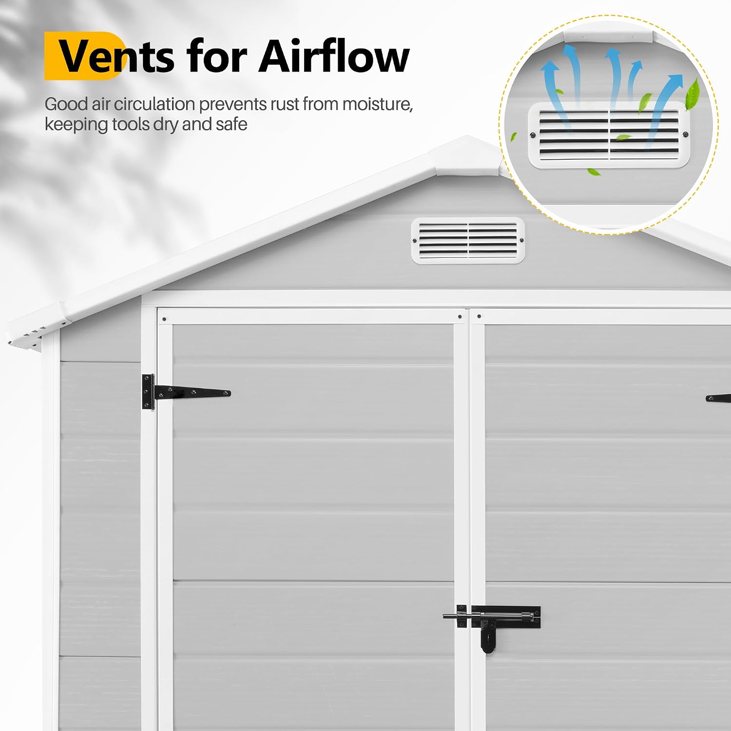HUGROVE 6×4ft Outdoor Storage Shed with Floor, Waterproof & UV-Resistant Resin Garden Shed for Backyard with Lockable Double Doors, Air Vents & Side Window (Light Gray)