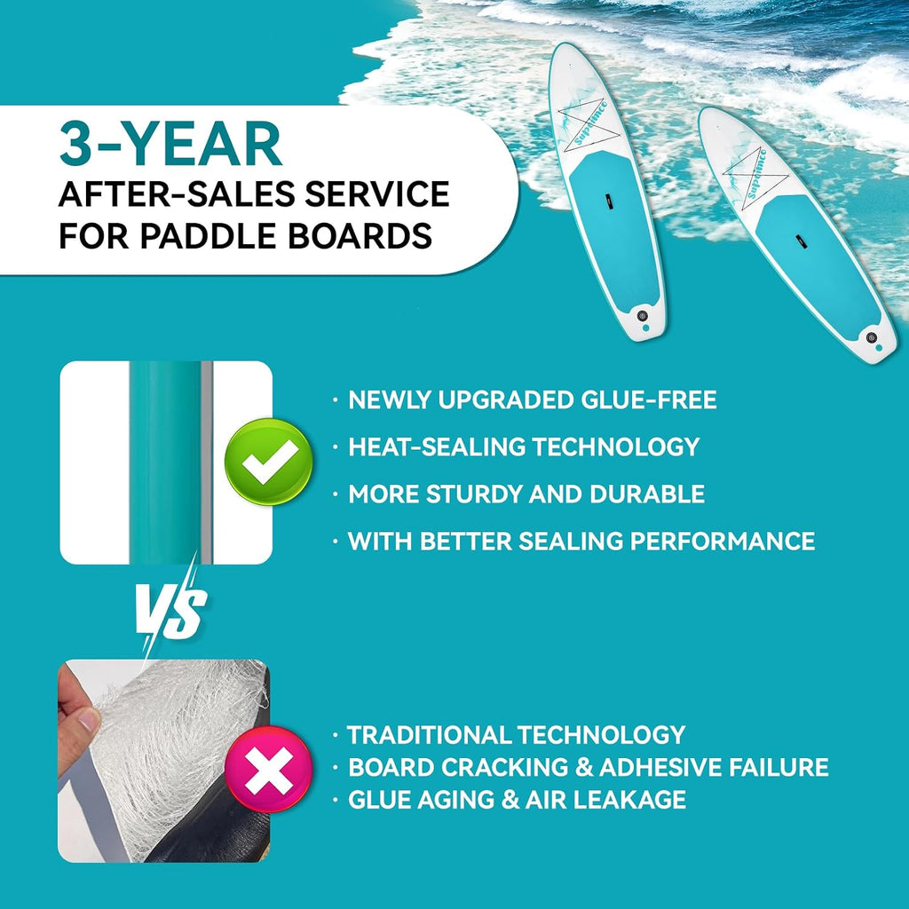 Inflatable Stand Up Paddle Board - Upgraded Glue-Free Hot Melt Technology, Long Service Life, 10'6', Anti-Slip EVA Deck, Full SUP Accessories, Included for Adults Youth All Skill Levels