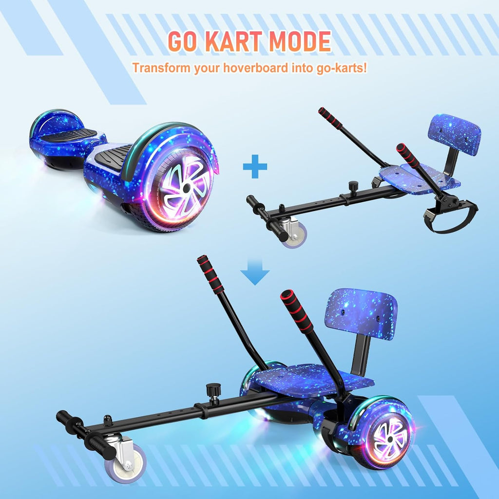 LIEAGLE Hoverboard, 6.5' Self Balancing Scooter Hover Board with Bluetooth Wheels LED Lights for Kids Adults