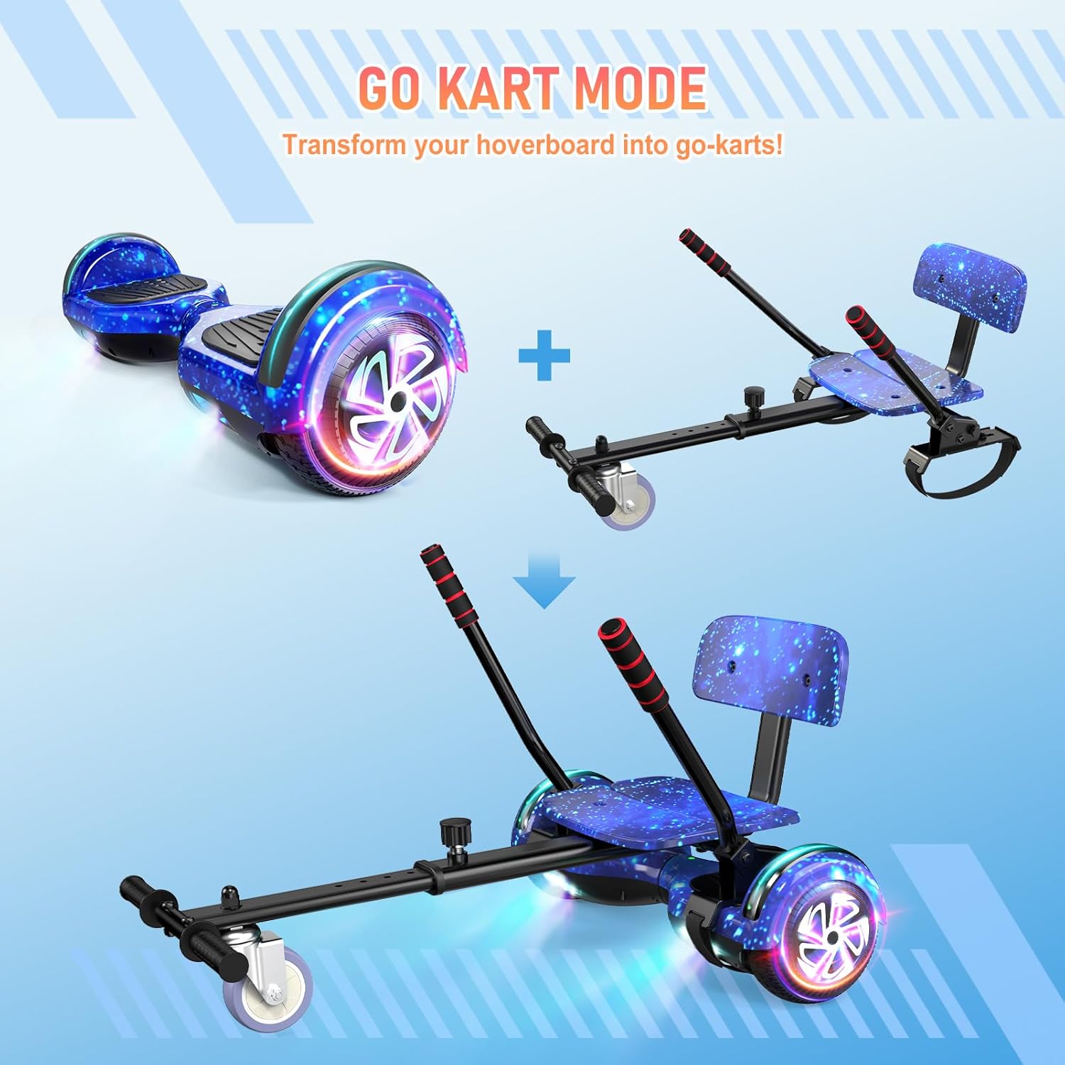 LIEAGLE Hoverboard, 6.5' Self Balancing Scooter Hover Board with Bluetooth Wheels LED Lights for Kids Adults