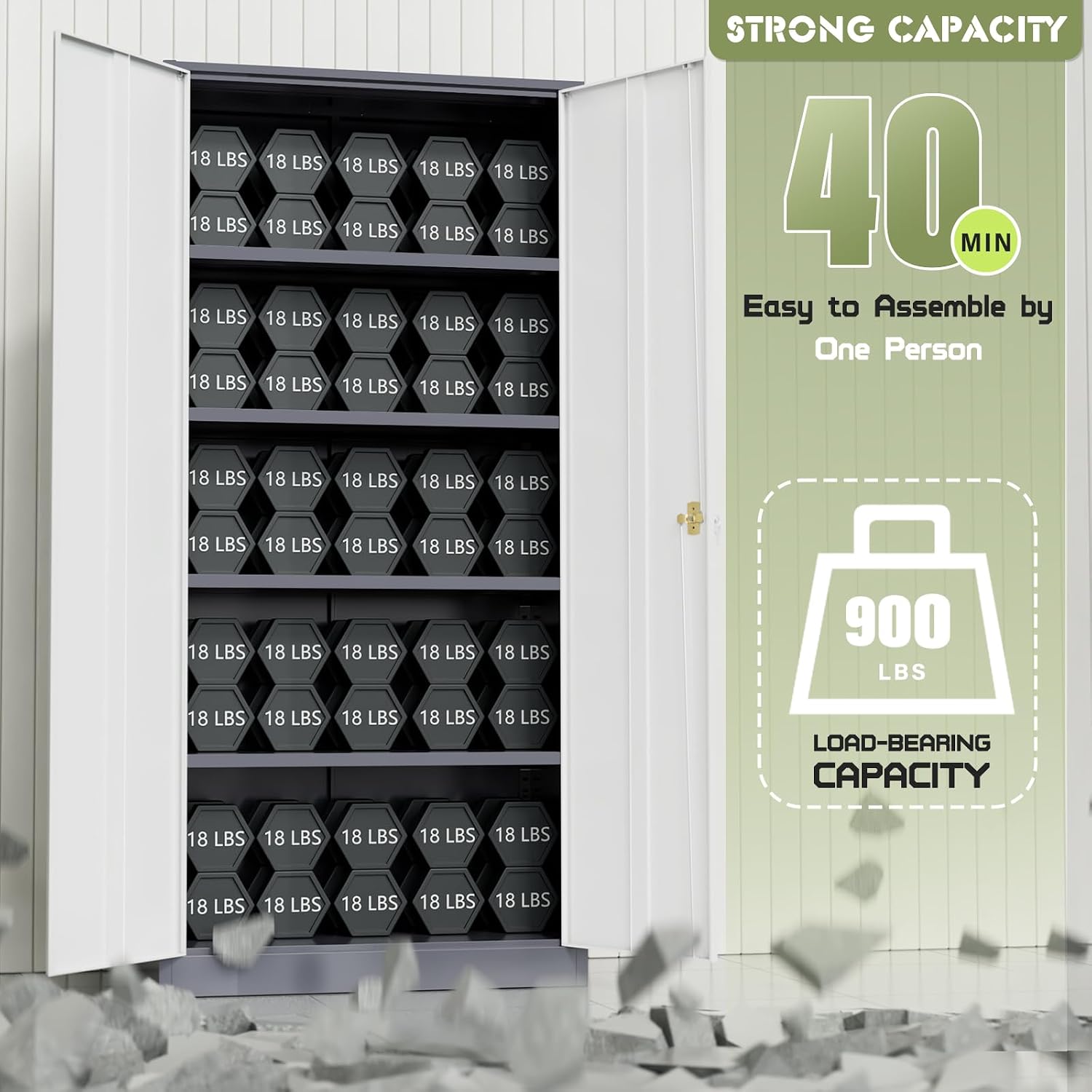 Incbruce 72' H x18 D Patio Metal Storage Cabinet, Outdoor Storage Cabinet with Doors and Adjustable Shelves, Tool Shed for Home, Patio, Office (Grey White)