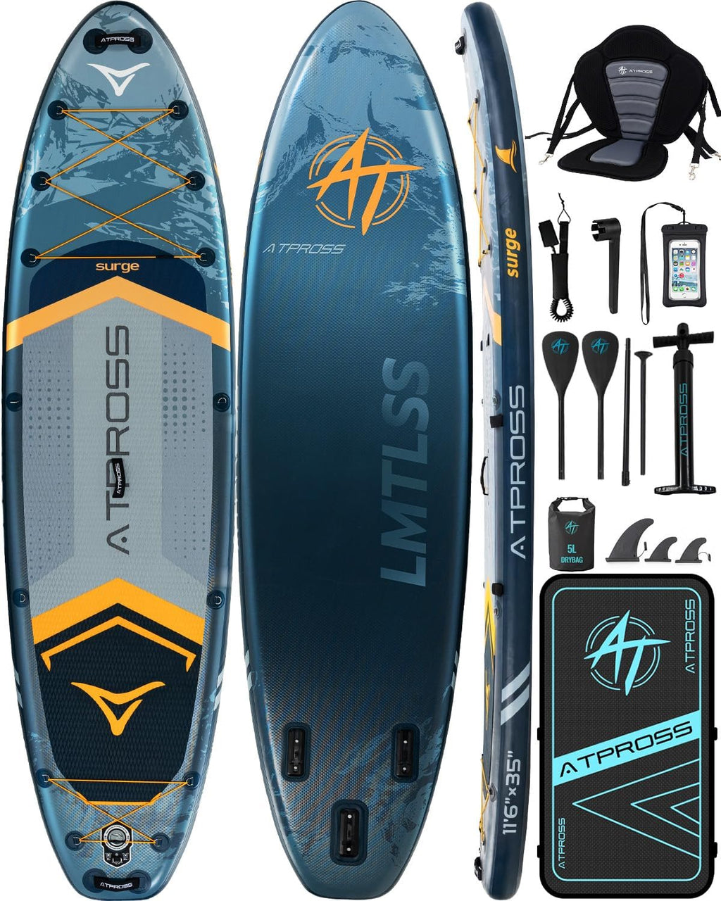 11'6'x35' Inflatable Paddle Board, 450lbs Extra Wide Stand Up Paddleboard for Adults with Premium SUP Accessories Kit & Backpack, Blow Up Kayak Non-Slip Stable Deck Boat for Yoga Fishing Surf