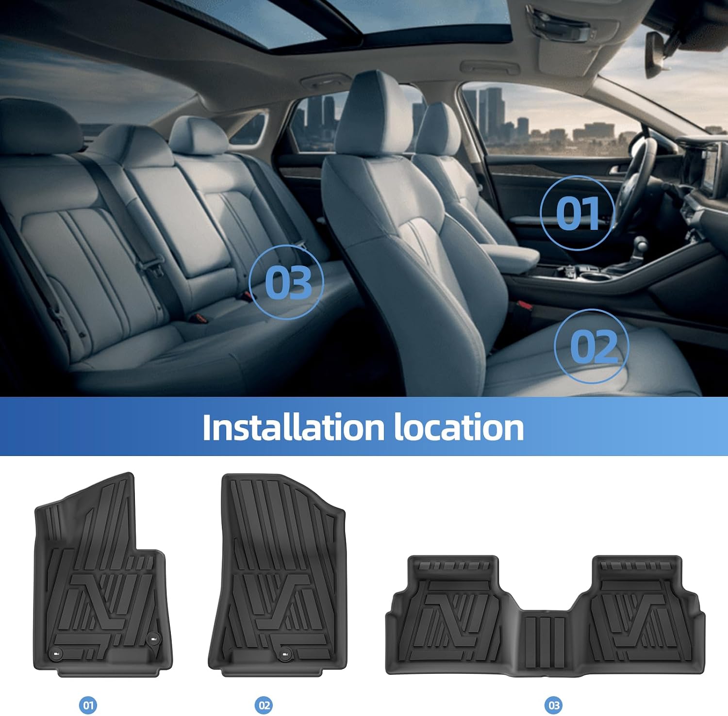 SMABEE Floor Mats & Cargo Liner for Hyundai Sonata 2020-2026 / Kia K5 (Only Fit FWD Models) 2021-2025 All Weather TPE Floor Liners Car Accessories Interior Black