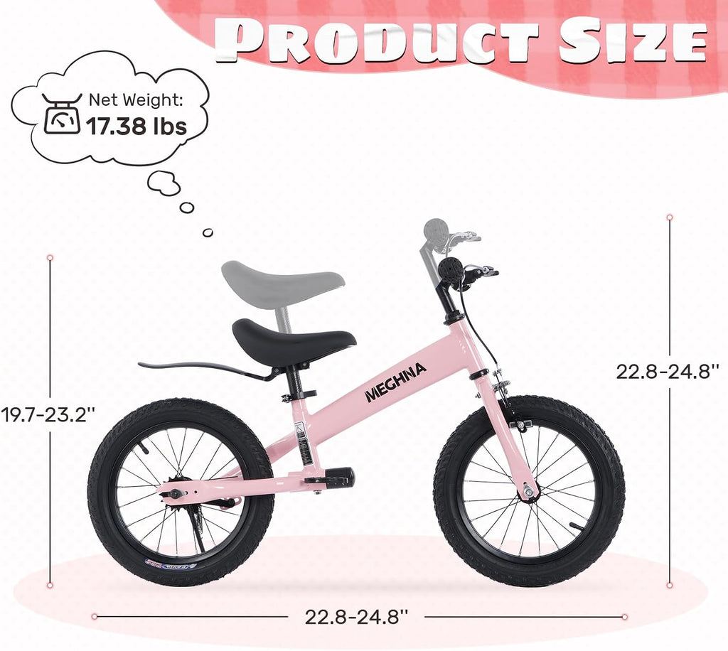 WEEROCK 2 in 1 Kid Bike and Balance Bike, 14 Inch Kids Bicycle and Balance Bikes for 2+ Years Boys Girls, Steel Frame, Front Calip Brake and Rear Coaster Brake for Children, Multiple Colors