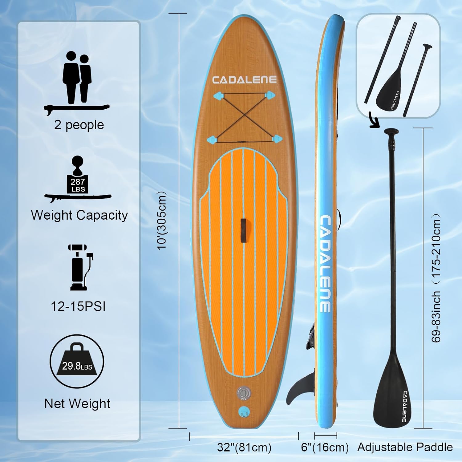 Inflatable Stand Up Paddle Board with SUP Accessories, Anti-Slip EVA Deck, Family-Friendly SUP Boards for Adults & Youth of All Skill Levels, Versatile Yoga Paddle Board