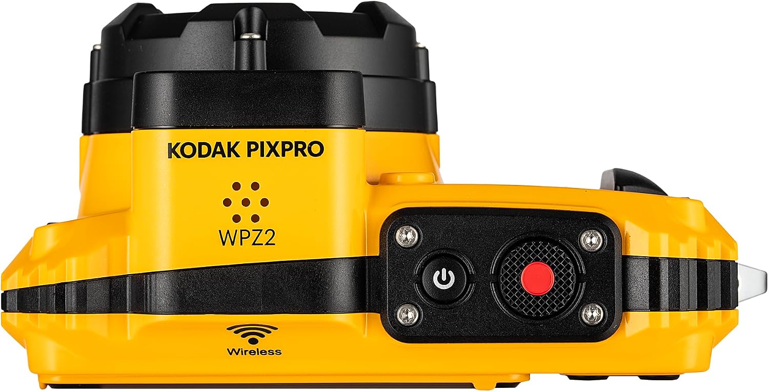 Kodak PIXPRO WPZ2 Digital Camera (Yellow) | Waterproof, Shockproof & Dustproof Camera with 16MP Sensor, 1080p Video & 4X Optical Zoom | for Travel & Outdoor use + 32GB Card + Vlogger Tripod + More