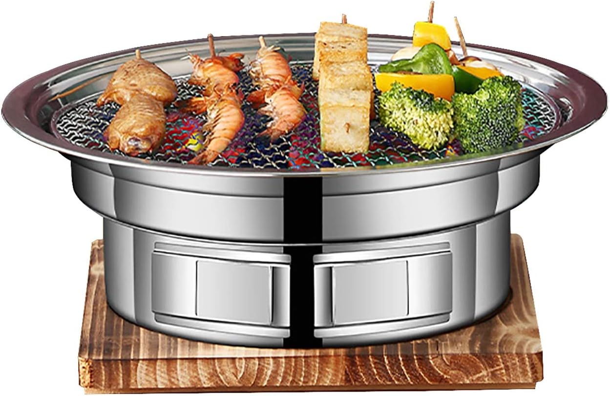 Portable BBQ Grill, Korean BBQ Charcoal Grill Multicolor 35-40cm x 13.5cm for 6-8 People(A,35cm*13.5cm)
