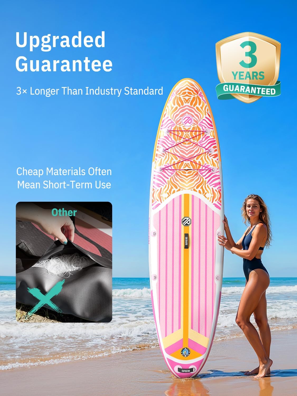 Niphean Inflatable Stand Up Paddle Board with SUP Accessories, Anti-Slip EVA Deck, 10'6'' Inflatable Paddle Boards for Adults & Youth of All Skill Levels